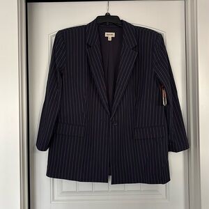 NWT Open Edit Relaxed Fit Blazer In Navy Mimi Pinstripe